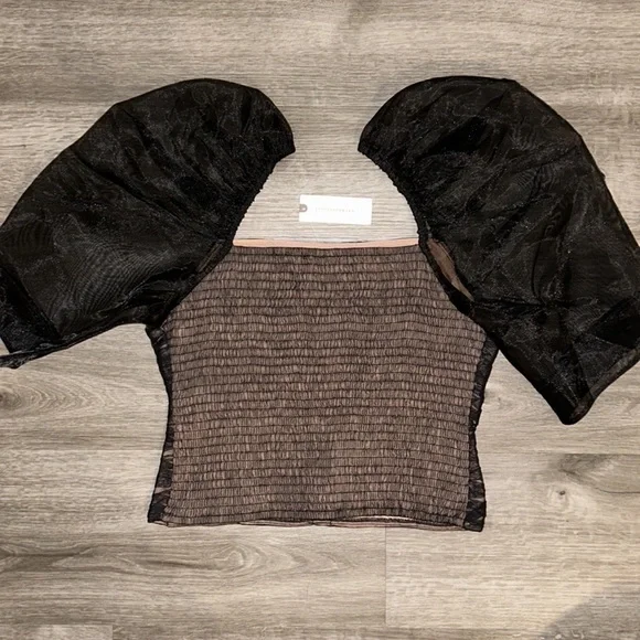 Maeve puff sleeve embellished tulle top - Picture 6 of 8